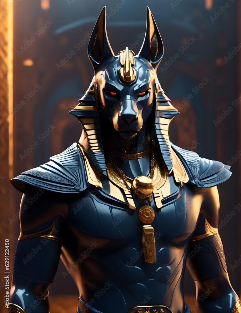 Portrait of God Anubis, Egyptian mythology