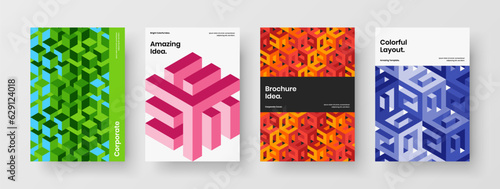 Abstract geometric shapes booklet illustration set. Isolated cover vector design template collection.