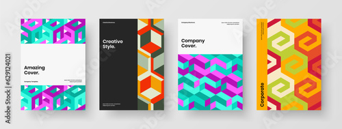 Abstract mosaic pattern front page concept collection. Fresh banner vector design template composition.