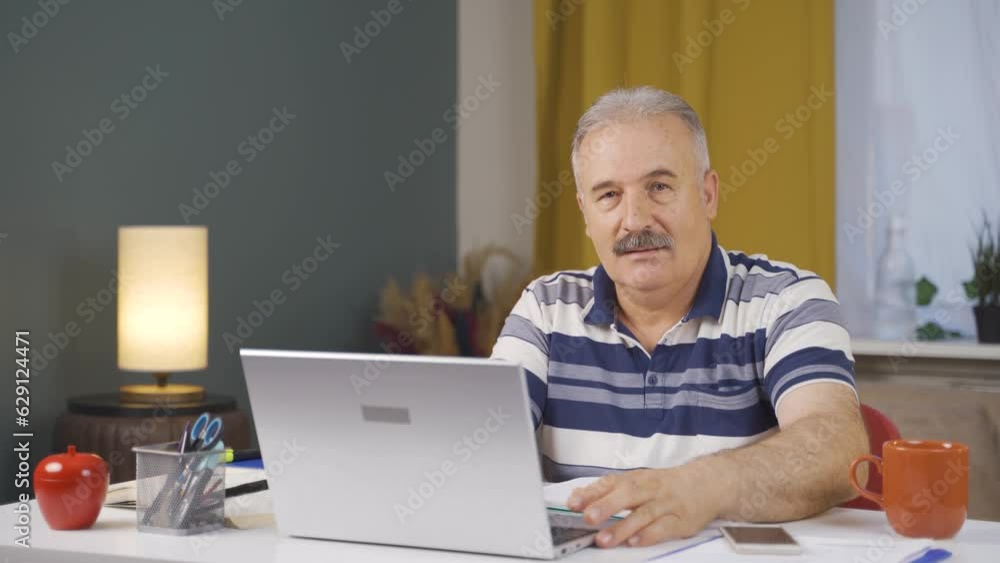 Home office worker old man portrait Home office worker old man portrait