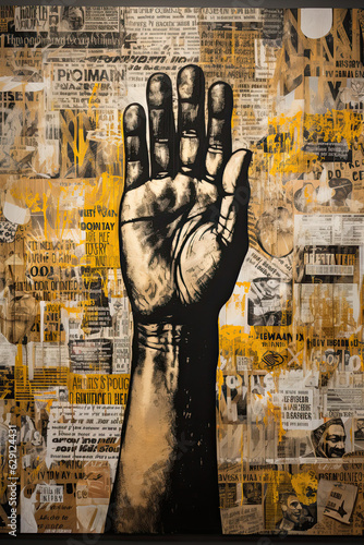 Contemporary wall art piece addresses pressing social and political issues, such as inequality, injustice, and human rights, using powerful imagery and thought - provoking messages to inspire change
