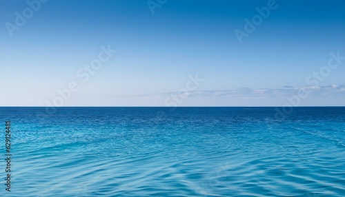 sea and blue sky, blue ocean with clear water and a blue sky in the background, wallpaper, AI Generated
