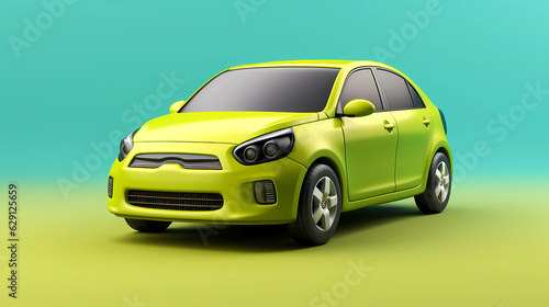  3D Cute Lime green Sedan simple background