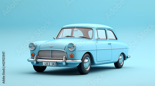  3D Cute blue Sedan simple background © Asep