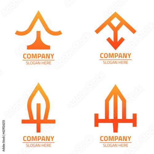 spear logo design, with outline style and gradient color