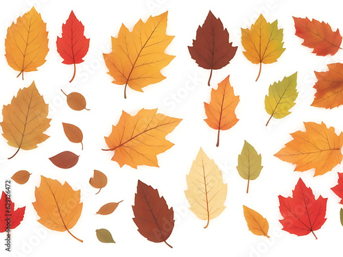 Autumn leaves set, isolated on white background.