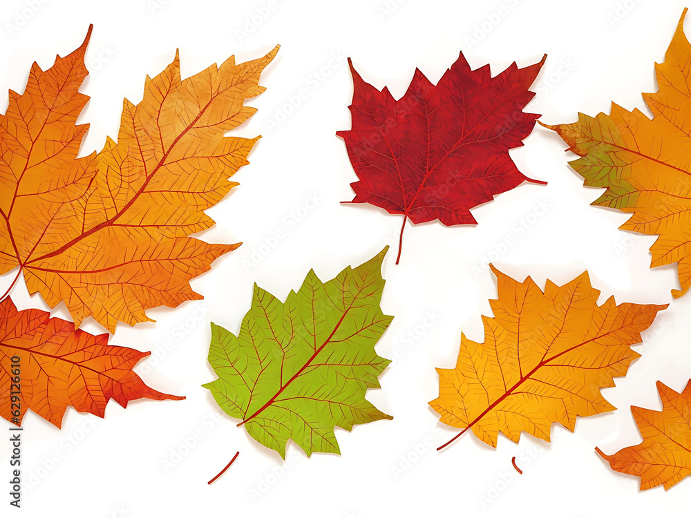 Obraz premium Autumn leaves set, isolated on white background.