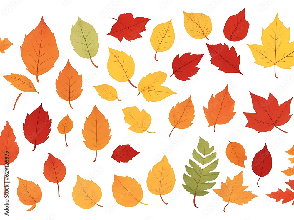 Autumn leaves set, isolated on white background.