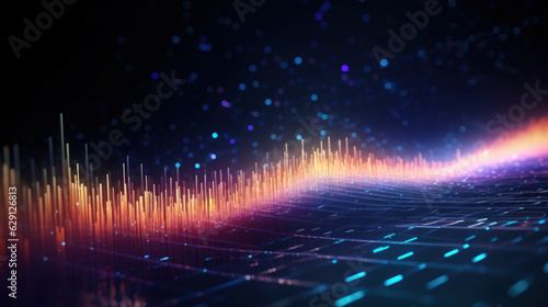 Technology abstract background. Digital line dot and colorful bokeh. Graphic design. Generative ai