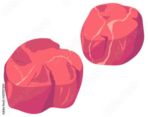 Pork meat fillet slices, butchery shop or market