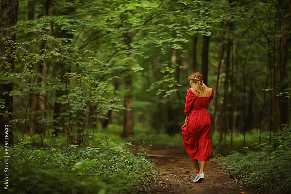 freedom girl spring forest, nature beautiful female in the park freedom girl spring forest, nature beautiful female in the park