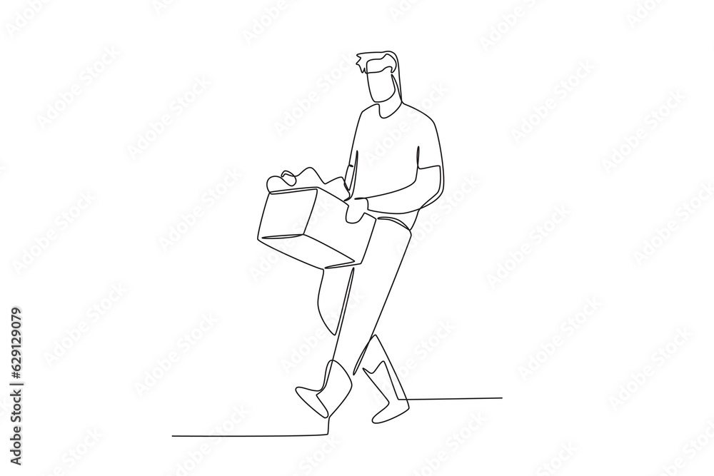Continuous one line drawing a male farmer is carrying the crop using a basket
Continuous one line drawing a male farmer is carrying the crop using a basket
