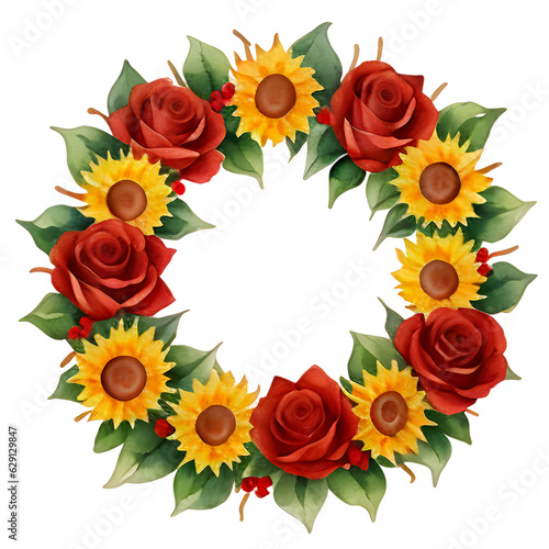 bouquet of red roses wreath