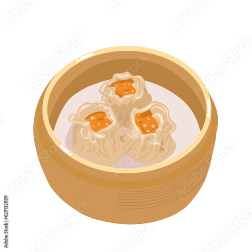 Vector illustration of dim sum or siomay on a white background 