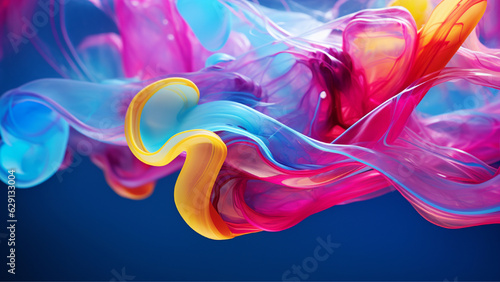 Blue Yellow Pink Wavy Splash Colorful Liquid Background