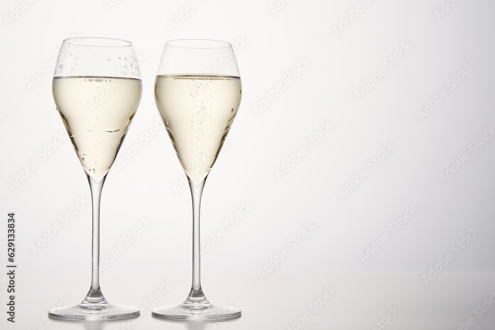 Festive composition with pair of champagne flutes. Festive composition with pair of champagne flutes.
