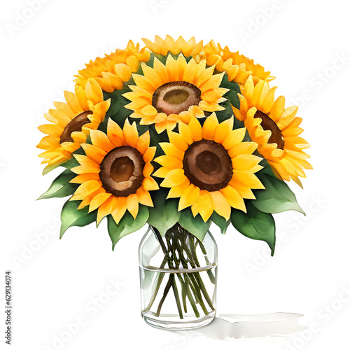 sunflowers in a glass vase png