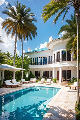 Luxury mansion resort villa Florida USA Miami cottage with swimming pool © Asif