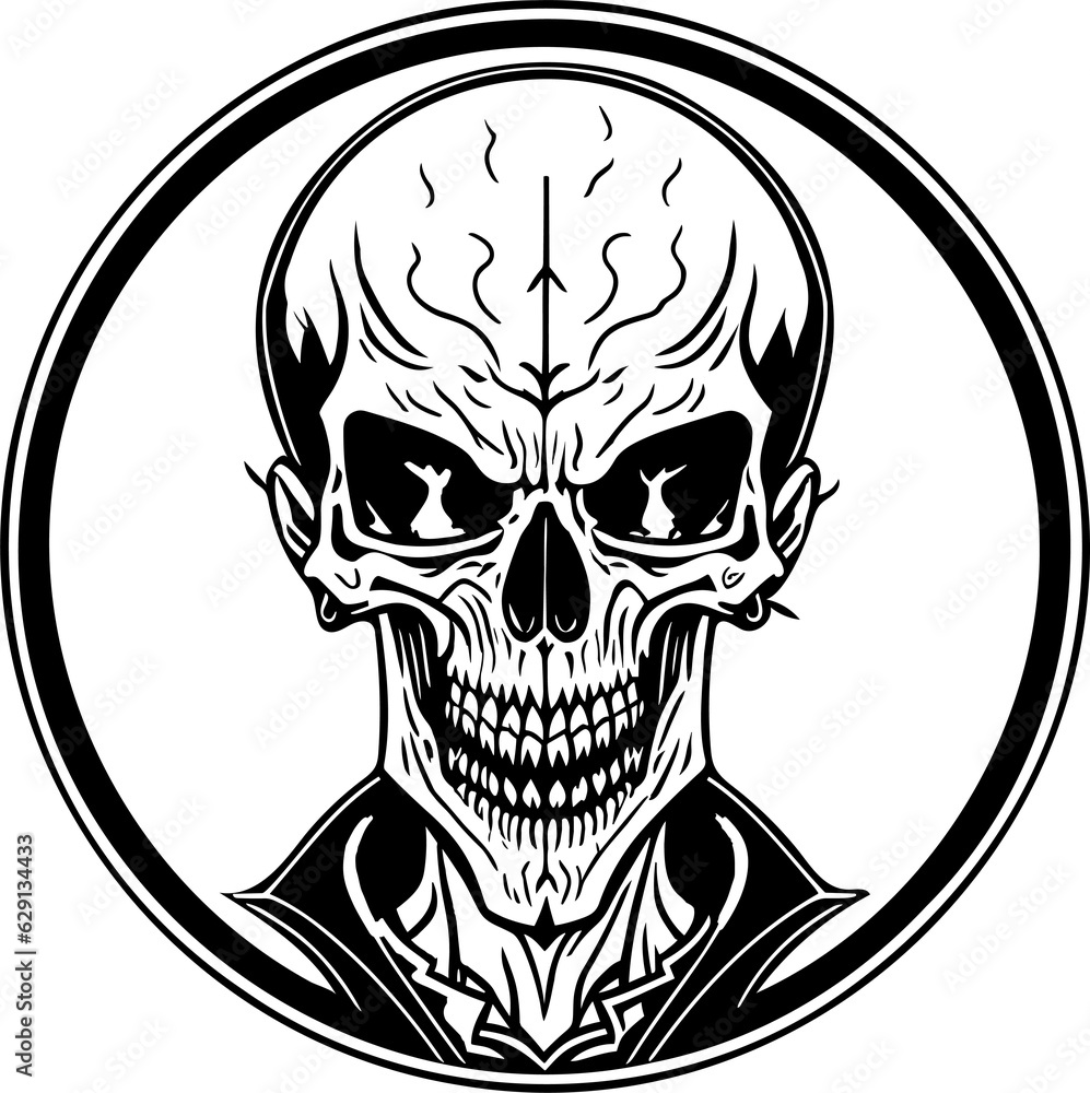 Creepy Cute Vampy Skull in round shape. Creepy Cute Vampy Skull in round shape.