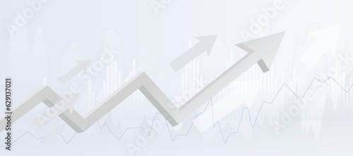 arrow line chart up trend grey background