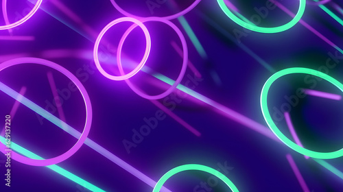 Animation of green lines over neon pattern on purple background