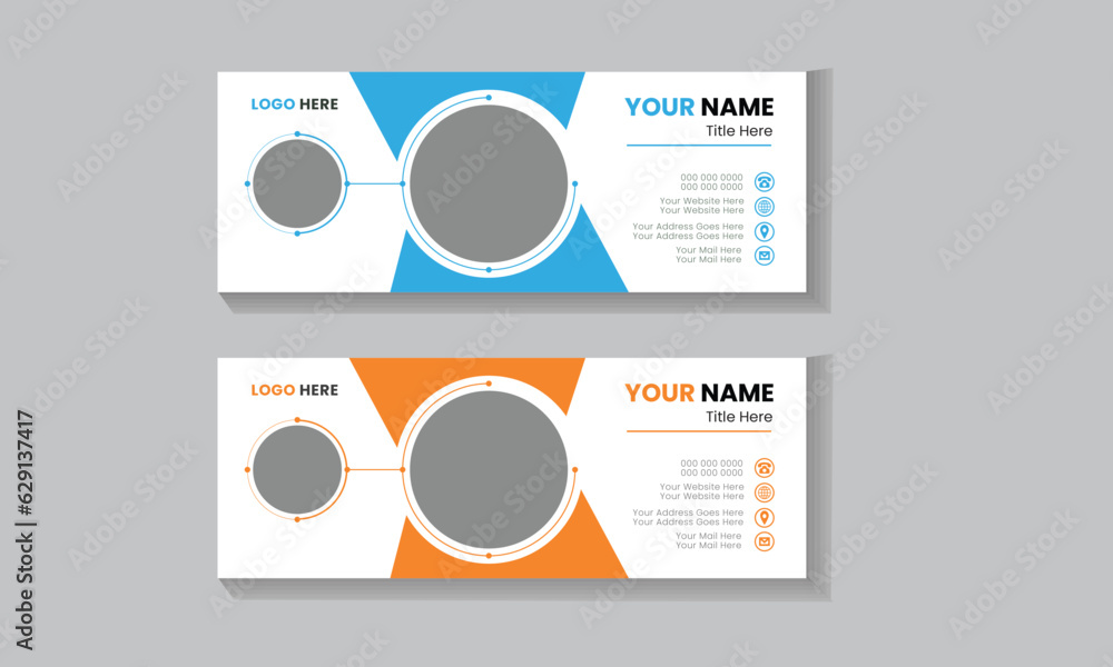 Corporate business Colorful  professional modern email signature,  web banner and social media cover Vector Design, and  creative Minimal Layout. 