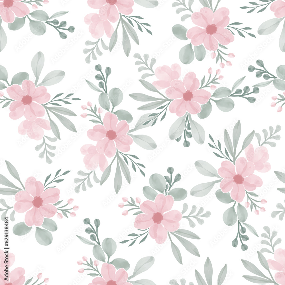 Fototapeta premium cute pink floral seamless pattern