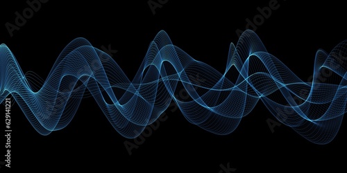 Musical blue abstract background. Equalizer for music showing sound waves. Network connection structure. Big data visualization © gojalia