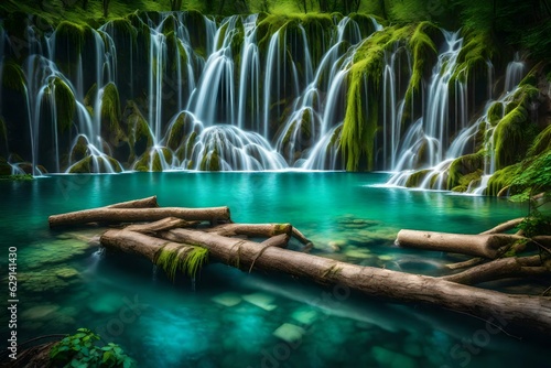 Fototapeta Naklejka Na Ścianę i Meble -  Waterfall landscape generated by AI tool