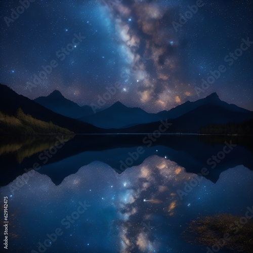 Starry Reflections: Captivating Night Sky, sky over the mountains