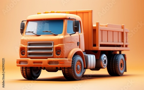 Highly detailed 3D clay cartoon art of a simple truck, Generative Ai