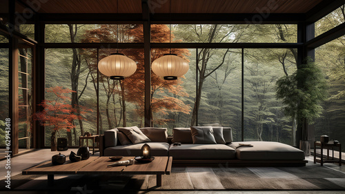 Living room features a Japanese style dÃ©cor © vectorizer88