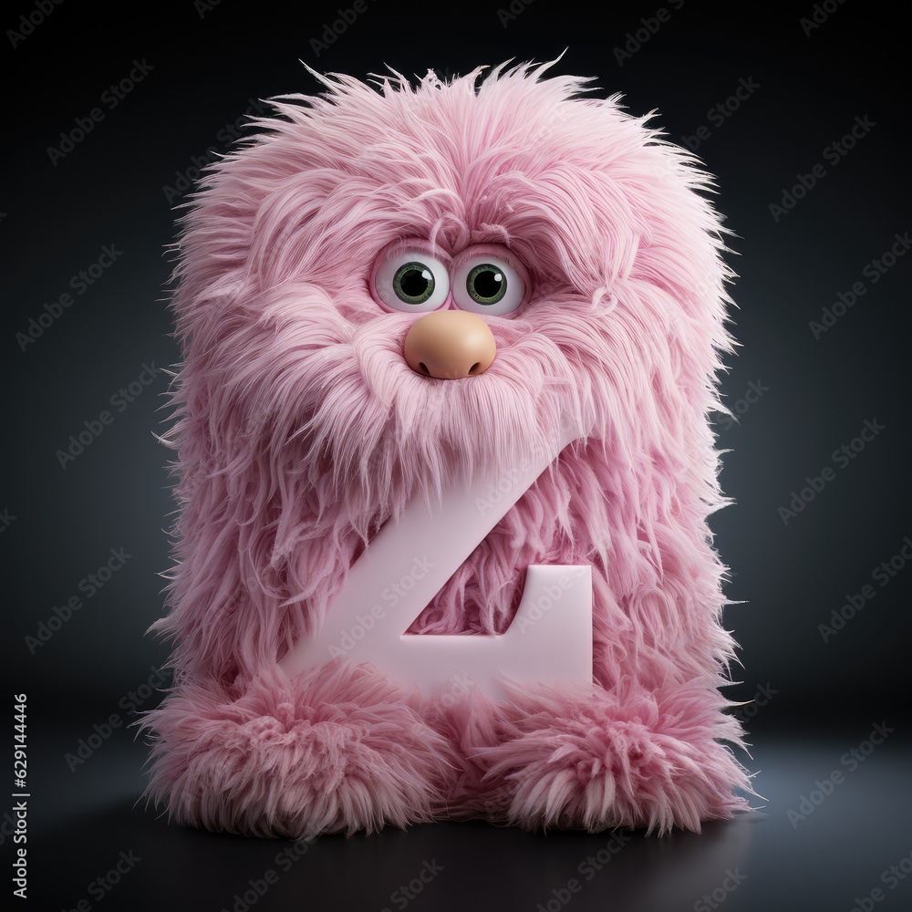 crazy mad funny cute tiny Monster In the form of the capital letter Z, generative AI illustration
