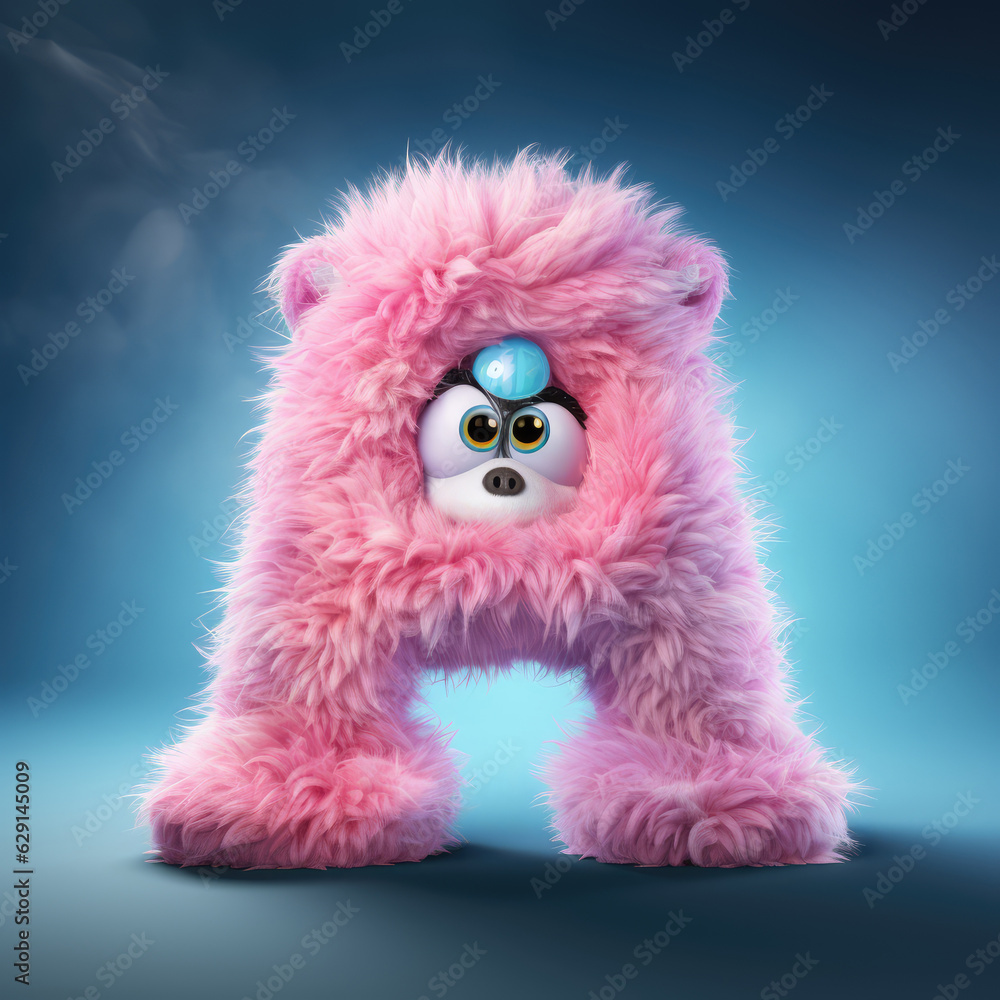 Fototapeta premium crazy mad funny cute tiny Monster In the form of the capital letter A, generative AI illustration