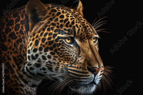Image of jaguar on black background with copy space © erika8213