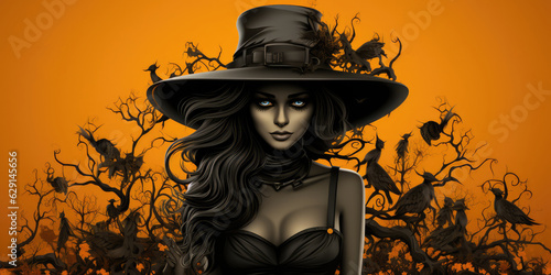 A Woman Wearing A Black Hat And A Black Dress. Fashion, Womens Clothing, Accessories, Styles, Black Hats, Halloween Scene. Generative AI