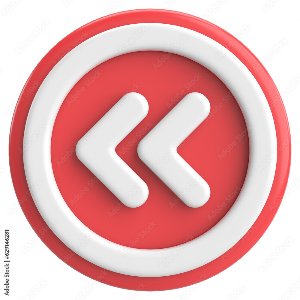 Previous button. Back button. 3D illustration. Previous button. Back button. 3D illustration.