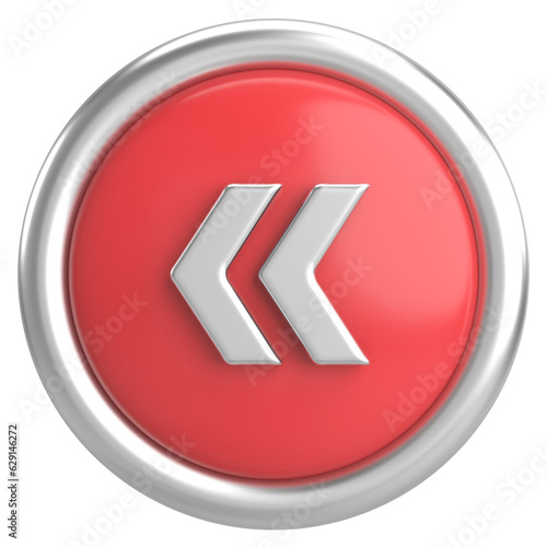 Previous button. Back button. 3D illustration.