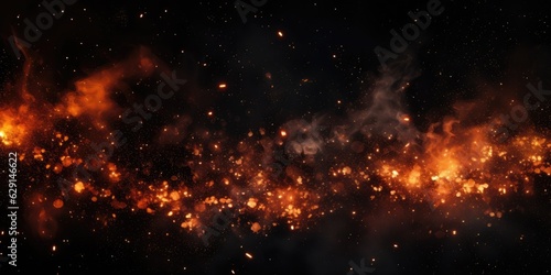 Fototapete Fire embers particles over black background