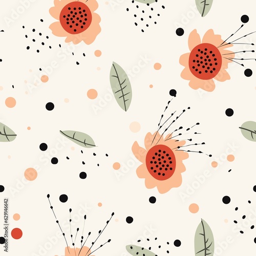Celebration Kawaii Flowers in Spring, Summer, and Autumn Vectors Background