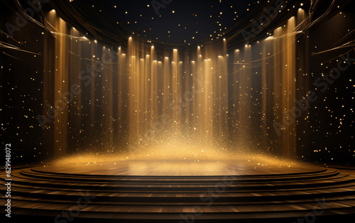 Stage shaped golden particle background © MUS_GRAPHIC