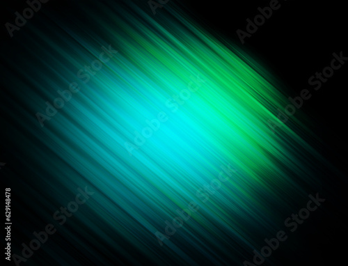 Dark blue and green abstract sports layout design with flat lines. Decorative shining illustration with stripes. Futuristic digital motion blur rays of neon teal or turquoise light background