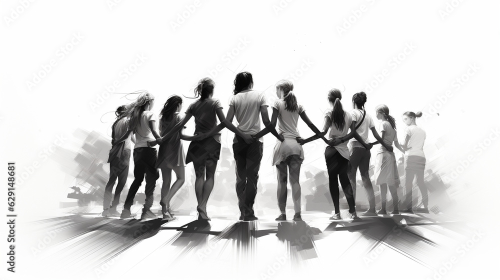 An evocative illustration of women holding hands to create a circle of strength against violence An evocative illustration of women holding hands to create a circle of strength against violence