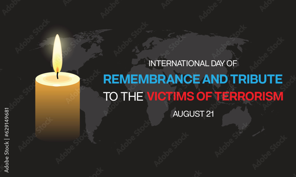 International Day of Remembrance and Tribute to the Victims of Terrorism design with a vigil candle light. Vector illustration - obrazy, fototapety, plakaty 