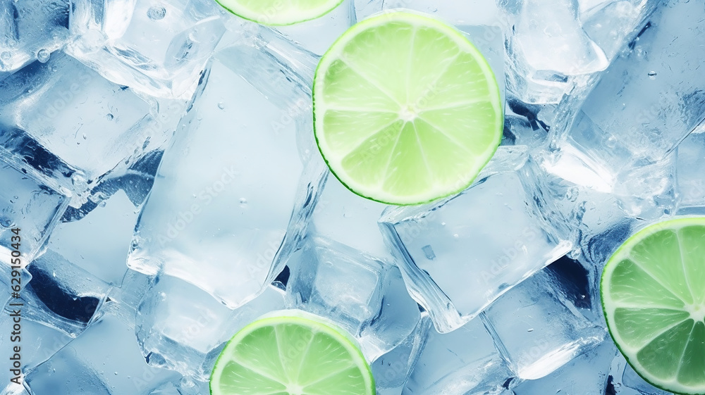 Lime slices have been placed on an ice cube Lime slices have been placed on an ice cube