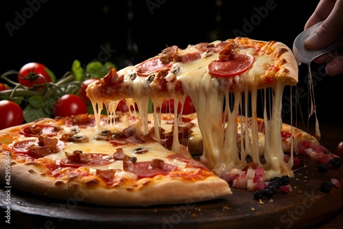 "Traditional Italian Pizza: A Delicious and Gourmet Meal with Melted Mozzarella and Fresh Tomato Sauce"