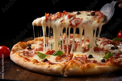 "Traditional Italian Pizza: A Delicious and Gourmet Meal with Melted Mozzarella and Fresh Tomato Sauce"