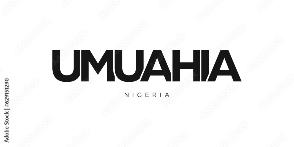 Umuahia in the Nigeria emblem. The design features a geometric style, vector illustration with bold typography in a modern font. The graphic slogan lettering. Umuahia in the Nigeria emblem. The design features a geometric style, vector illustration with bold typography in a modern font. The graphic slogan lettering.