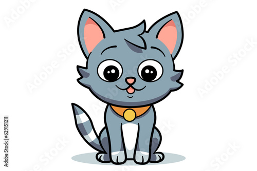 Cute cat clipart, vector illustration. Cartoon kitten icon and logo. Fun kitty sticker, design element, trendy print image. © SolaruS