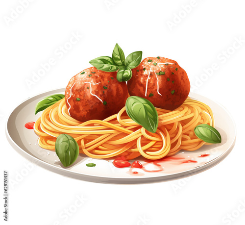 Spaghetti meatball illustration